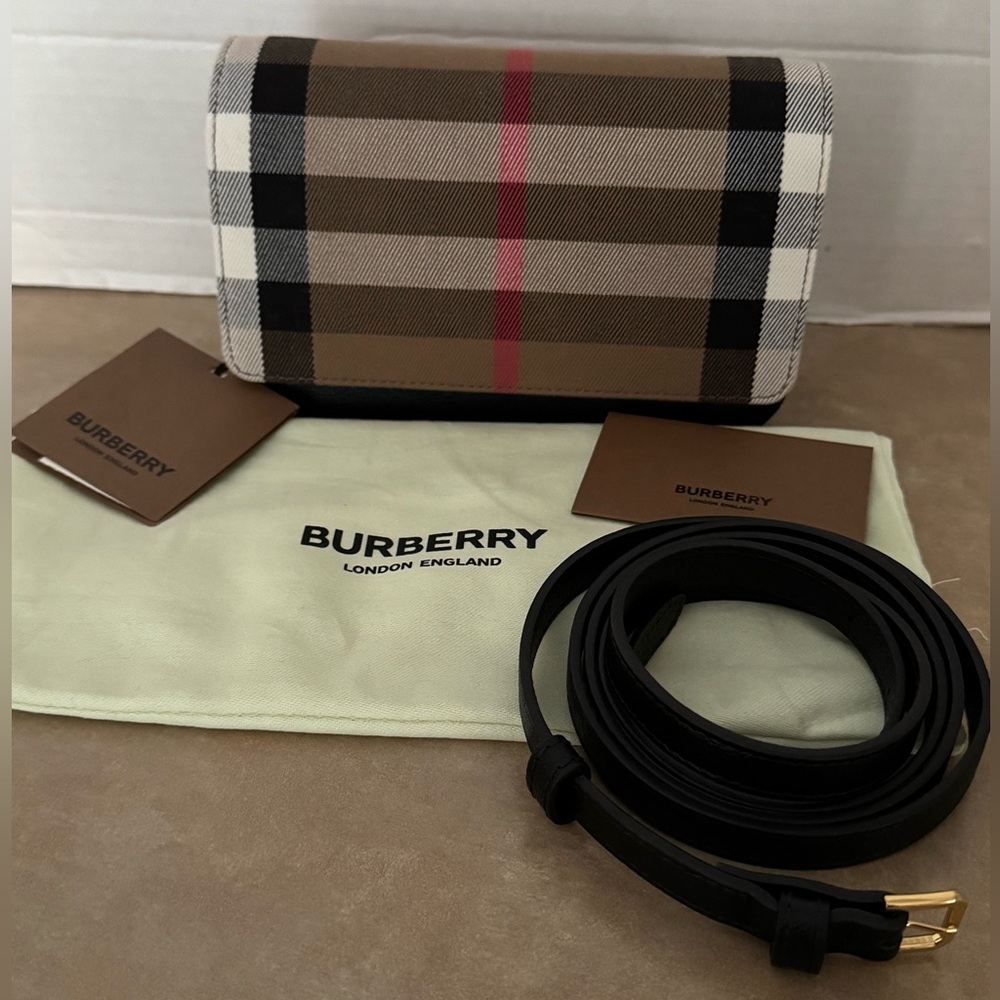 Burberry Check Canvas & Leather Madison Shoulder Bag *New With Tags*
